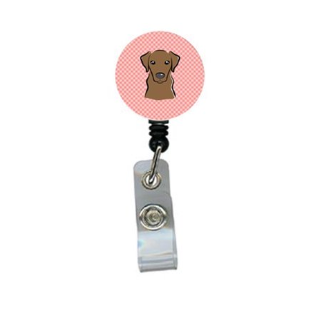 CAROLINES TREASURES Checkerboard Pink Chocolate Labrador Retractable Badge Reel BB1234BR